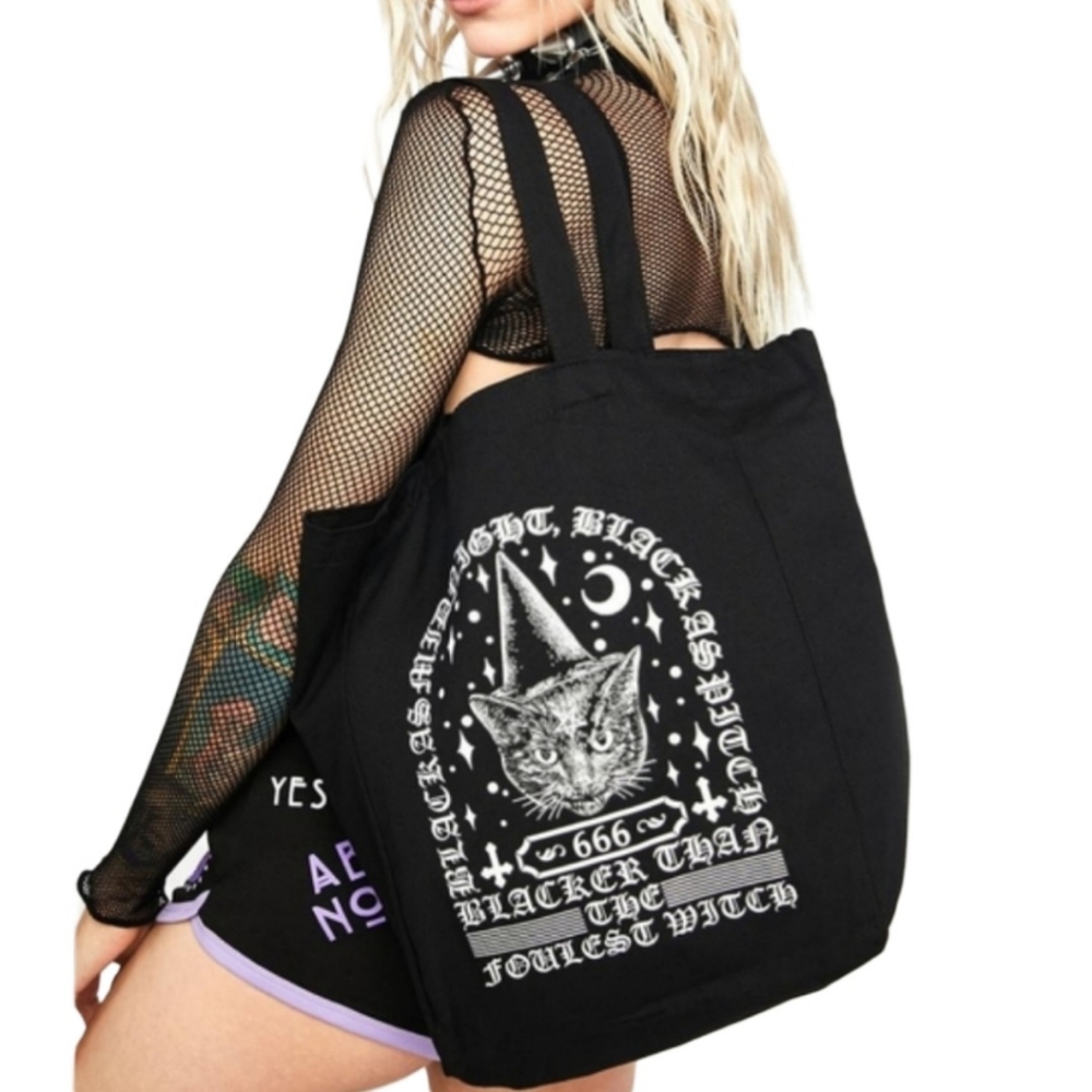 Too Fast Witchy Cat Tote Bag